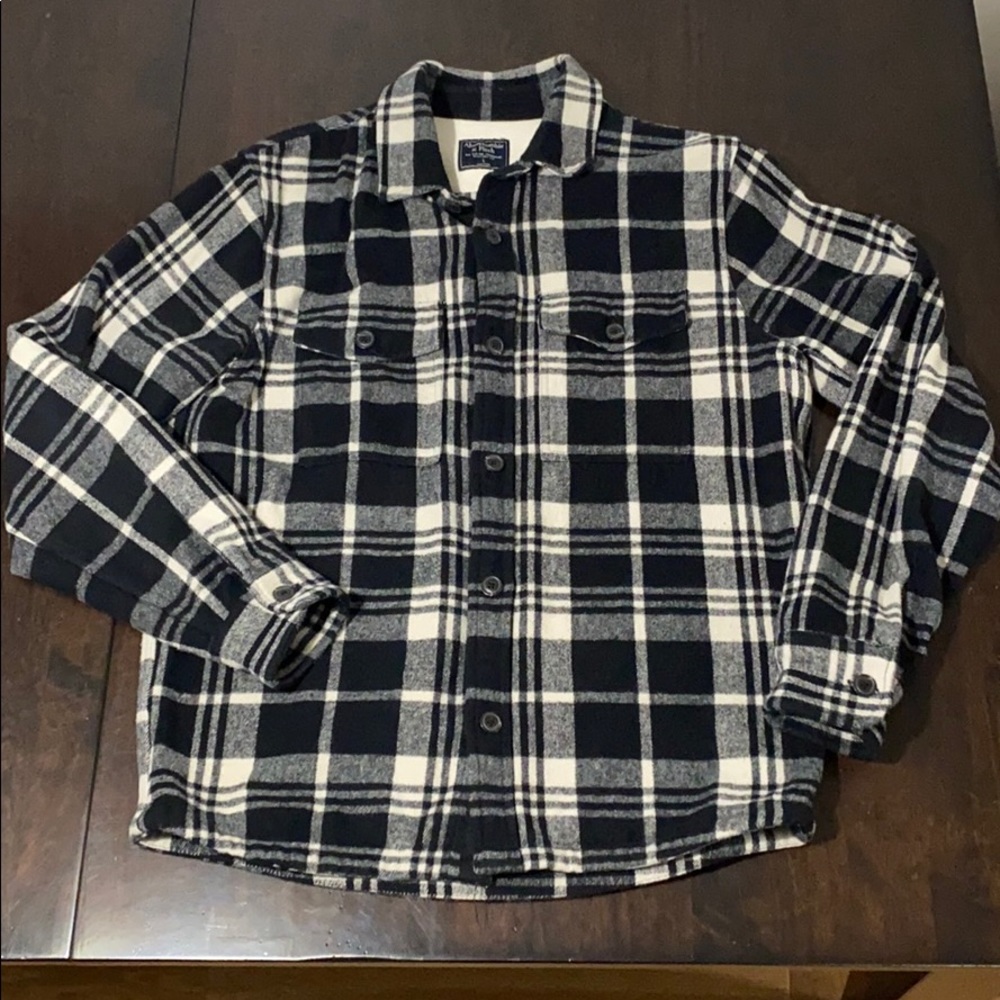 Abercrombie Men’s Black Plaid Shirt Jacket size L